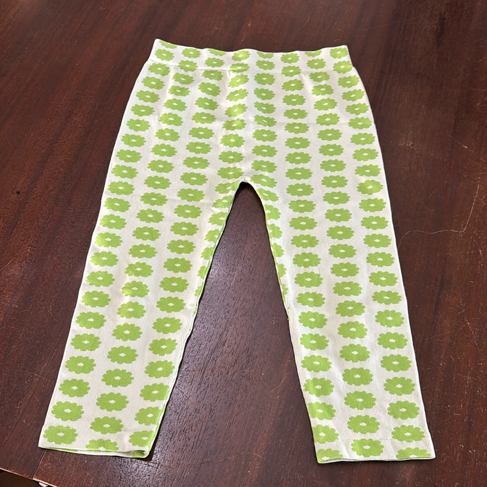 Zara seamless crop green floral leggings